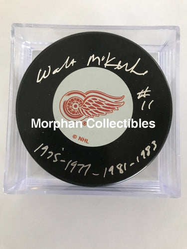 Walt Mckechnie - Autographed Puck Detroit Red Wings