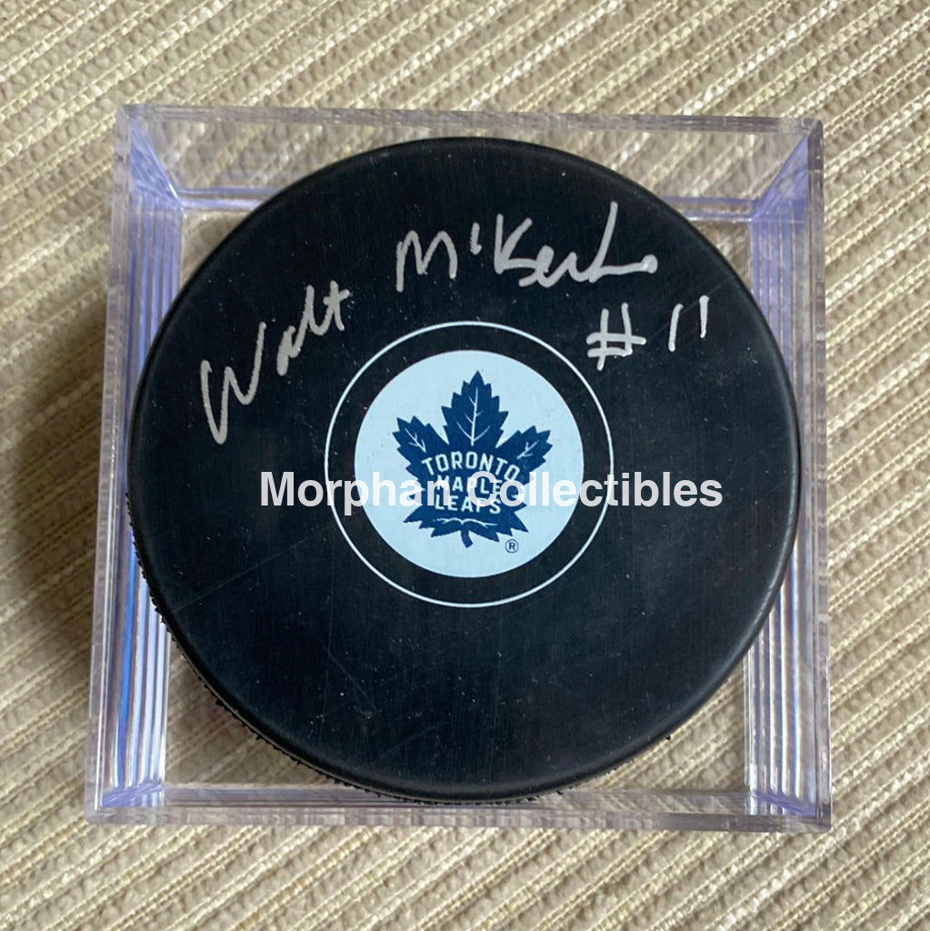 Walt Mckechnie - Autographed Puck Toronto Maple Leafs