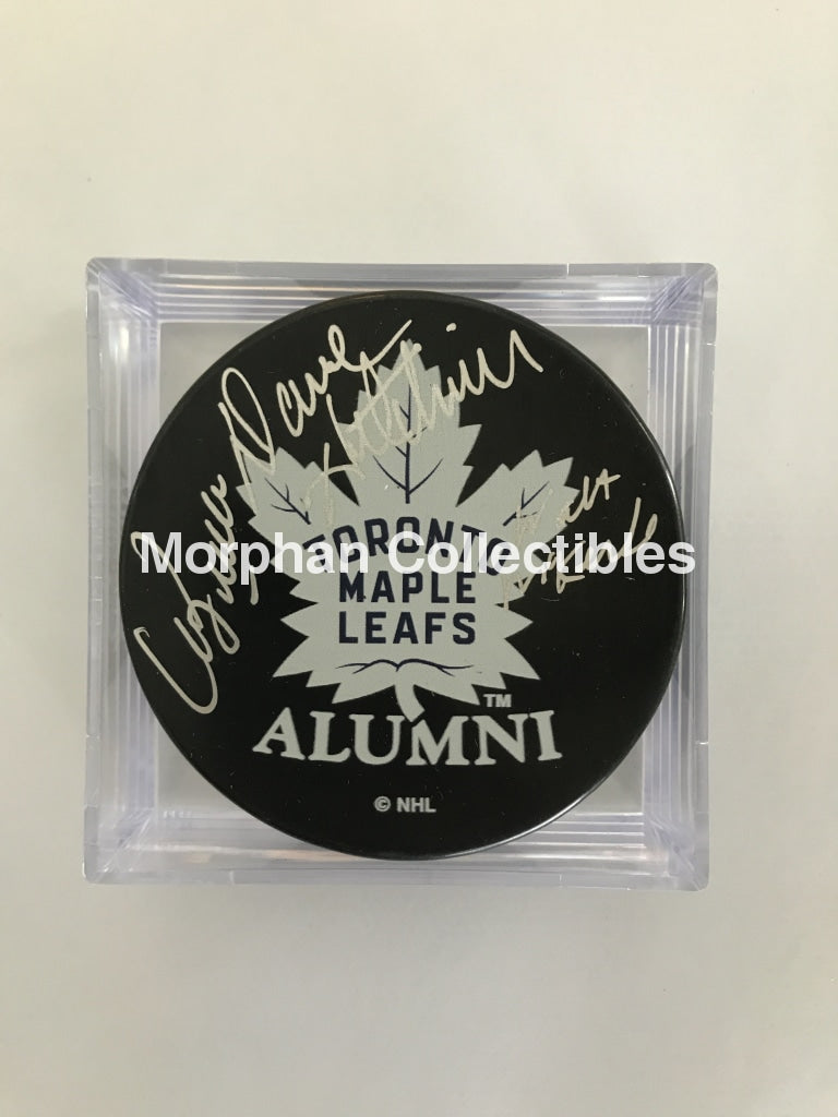 Walt Mckechnie/dave Hutchison/pat Boutette - Autographed Toronto Maple Leafs Alumni Puck