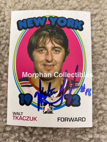 Walt Tkaczuk - Autographed Card Itg 1972