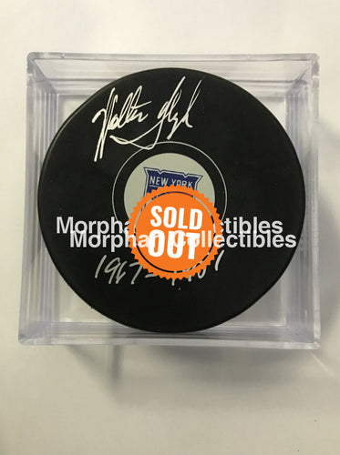 Walt Tkaczuk - Autographed Puck New York Rangers (1967-1981)
