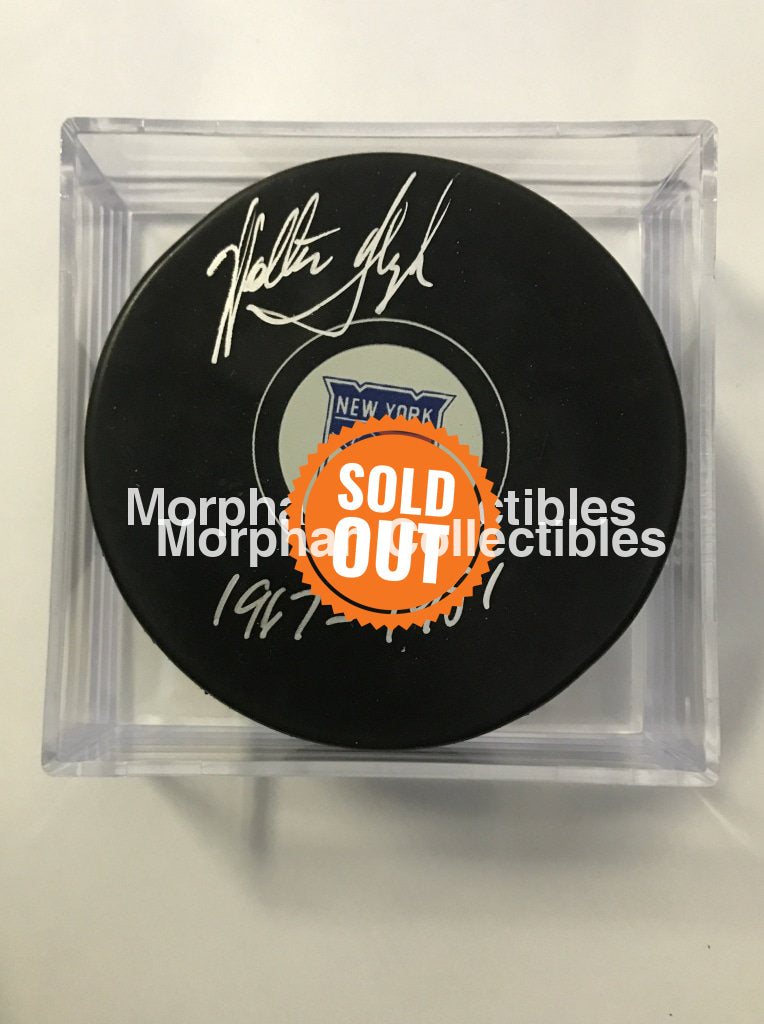 Walt Tkaczuk - Autographed Puck New York Rangers (1967-1981)