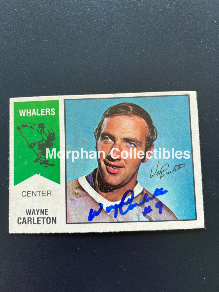 Wayne Carleton - Autographed Card Opc 1974/75 Wha