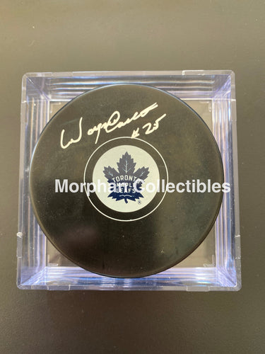 Wayne Carleton - Autographed Toronto Maple Leafs Puck