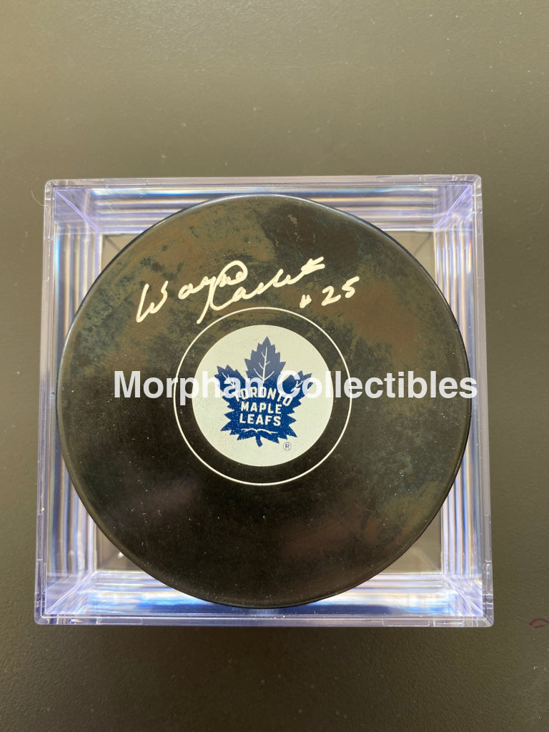 Wayne Carleton - Autographed Toronto Maple Leafs Puck