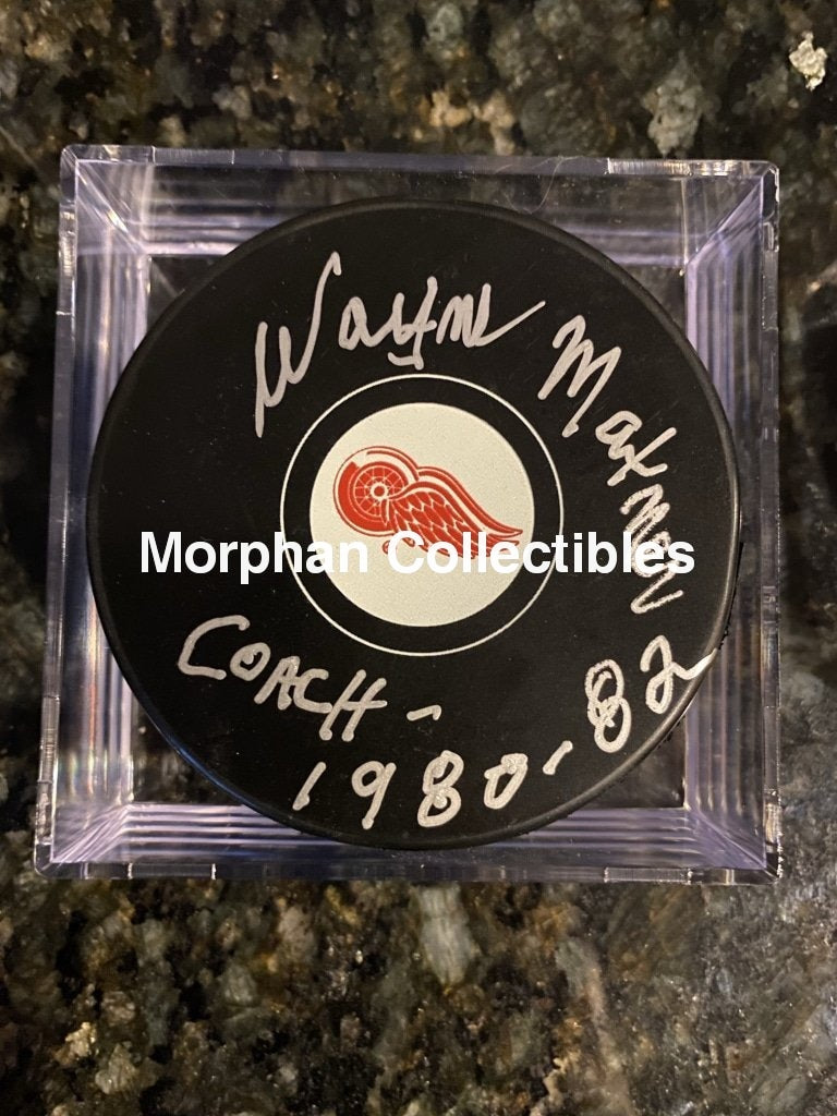 Wayne Maxner - Autographed Pucks Detroit Puck #2