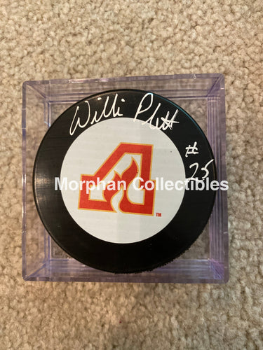 Willi Plett - Autographed Puck Atlanta Flames