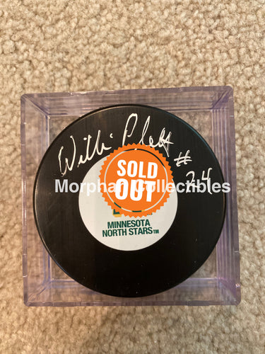 Willi Plett - Autographed Puck Minnesota North Stars