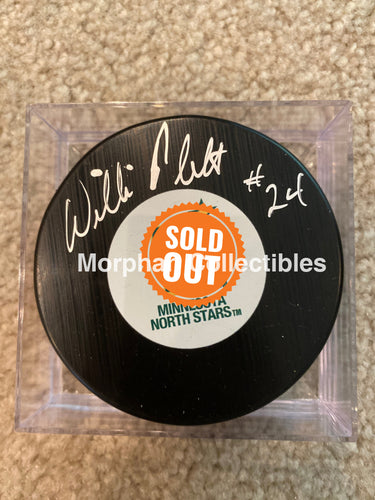 Willi Plett - Autographed Puck Minnesota North Stars