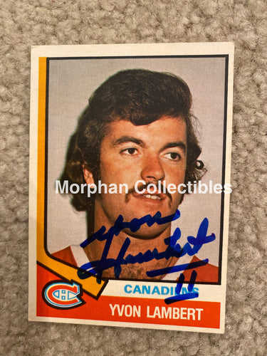 Yvon Lambert - Autographed Card Opc 1974-75 Rookie